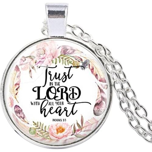 Fashion Bible Verse Necklace "Trust in the lord with all your heart" Scripture Faith Necklaces Christian Jewelry Gifts
