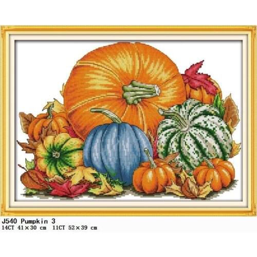 Joy Sunday Pumpkin Cross Stitch Counted Patterns 11CT 14CT Printed Gift Crafts Decoration Embroidery Needlework Kits Thread Sets