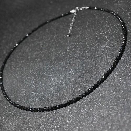 Retro Style Black Spinel Short Chain Necklace Korean Trend Womens Wedding Bead Choker Charming Party Jewelry Girl Gift