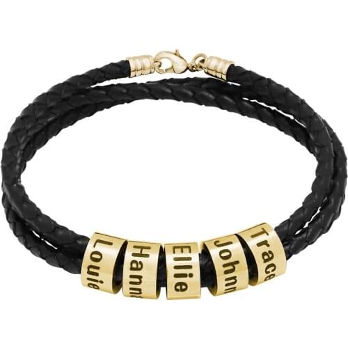Leather Bracelet Custom Letter Name Leather Rope Jewelry Holiday Gifts