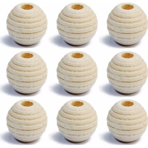 LOULEUR 50pcs/lot 12mm Round Beehive Natural Wood Beads Loose Wooden Spacer Beads for Necklaces Bracelets Jewelry Makings