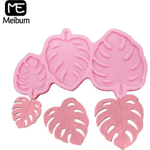 Meibum Fondant Tools Gummy Silicone Molds Banana Leaf Shaped Cake Decorating Mould Gumpaste Craft Dessert Pink Baking Pan