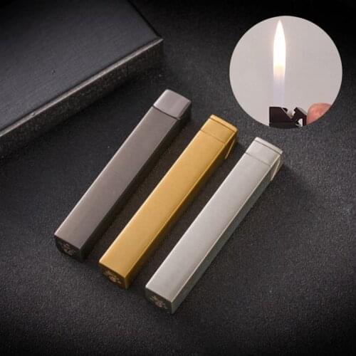 Metal Creative Light And Easy To Carry Open Flame Lighter Smoking Accessories Square Column Ttype Long Strip Gas Lighter
