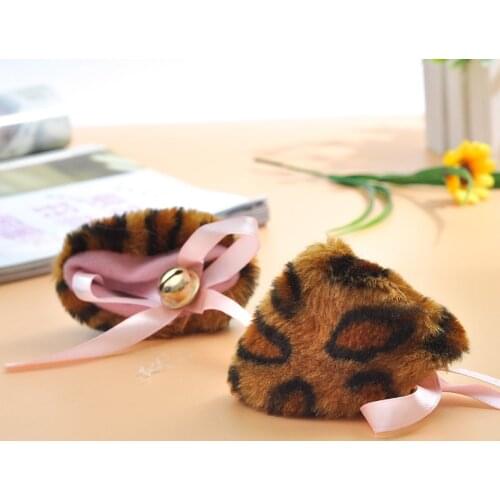 Cute Cartoon Pink Black White Leopard Cat Plush Ear Bell Headband Anime Housemaid Cosplay Sexy Headwear Party Supplies