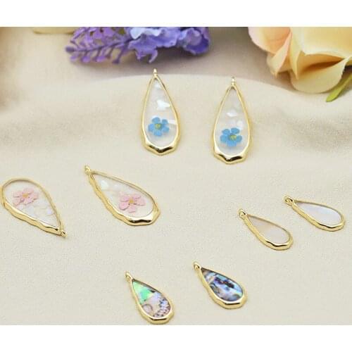 Min order 20pcs/lot Dried flowers geometry water drop shape alloy epoxy floating locket charms diy jewelry earring accessory