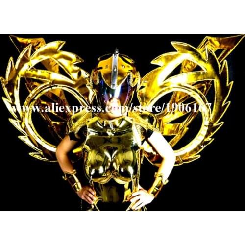 Fashion Victoria Catwalk Show Model Gold Plating Dance Dress Wings Costumes Bar KTV Stage Performance Clothing Party Supplies