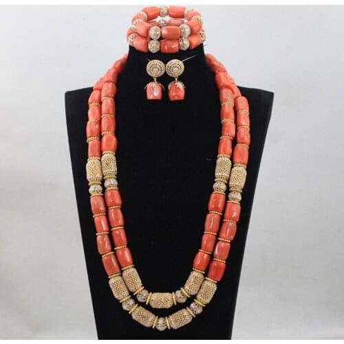 Fashion African Coral Beads Bridal Jewelry Set New Jewelry Accessories for Nigerian Wedding Free Shipping CNR754