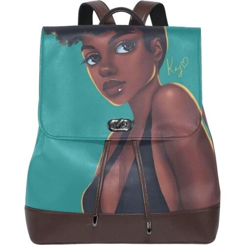 Fashion Women Backpack High Quality Afro Girls blackYouth Leather Backpacks for Teenage Girls Female School Shoulder Bag Bagpack