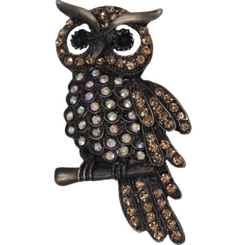 10pcs/lot Coffee Color Crystal Bird Owl Brooch Pin Animal Eagle Brooches Brooch For Men