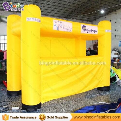 Free shipping yellow color inflatable advertising event tent customized 3.5X1.8X2.4 Meters blow up tent for display toy tent