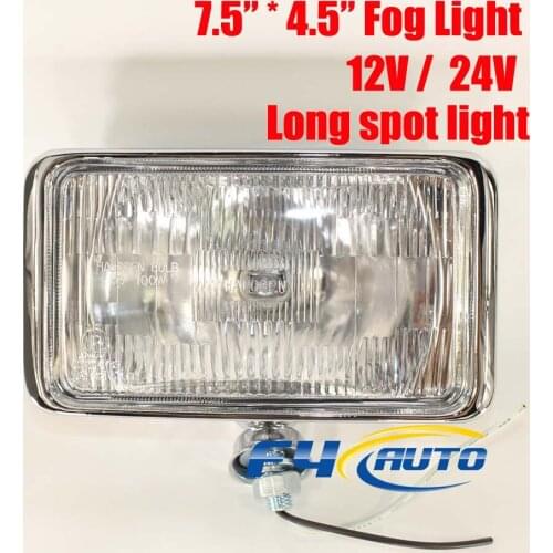 Stainless 7.5" * 4.5" Square Clear Lens Long Spot Light for Truck Tailer Bus Auxiliary Lamp