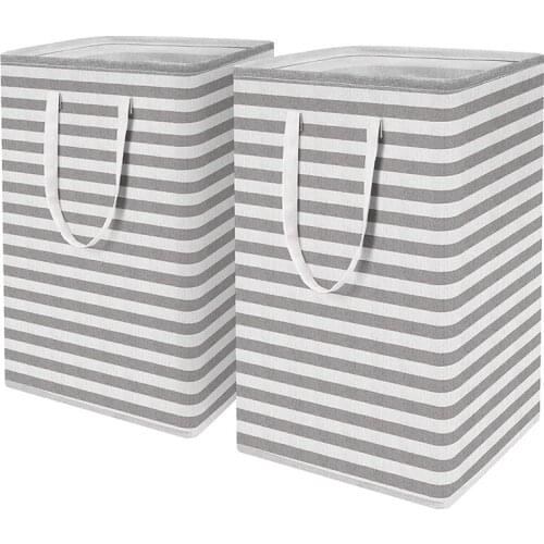 New 2Pcs Laundry Hamper Collapsible Large Laundry Baskets with Easy Carry Handles Freestanding Waterproof Clothes Hamper
