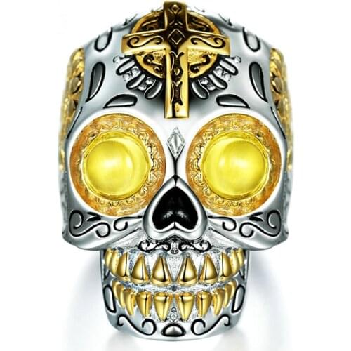 New 925 Sterling Silver Prehnite Ring for Women Vintage Punk Gemstones Skull Rings 2021 Trend Fashion Female Jewerly Gift