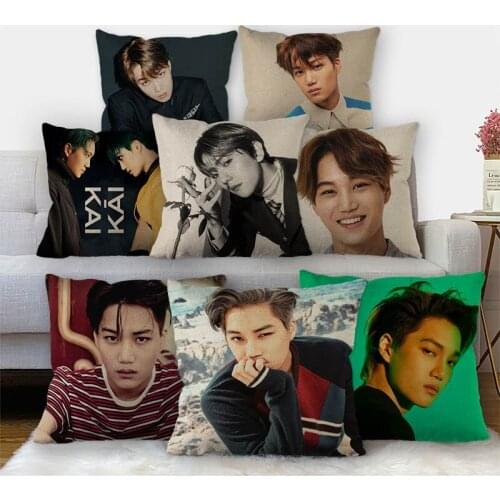 Custom Exo Kai Pillowcase High Quality Home Textile Cotton Linen Fabric 45x45cm One Side Decoration Pillow Cover New 11-17