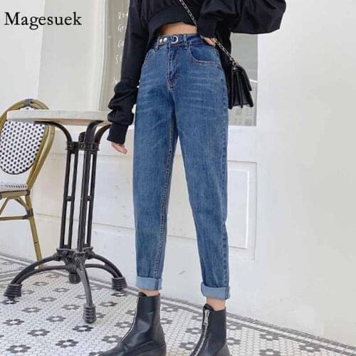 Autumn New Elastic Slim Women Jeans Korean Style Pocket Casual Trousers Plus Size High Waist Harem Jeans Pantalon Femme 11710