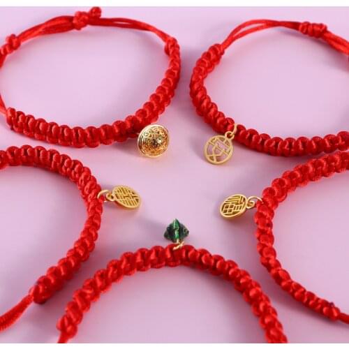 Adjustable Cat Collar Red Rope Braided Collar Chinese Traditional Kitten Collars for Pets Puppy Dogs