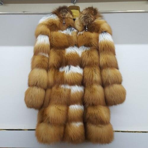 New brand fox long red fox coat fashion female coat high-end quality natural fox fur coat
