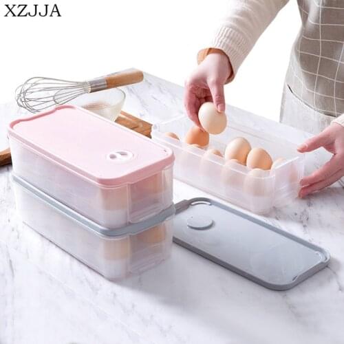 XZJJA Transparent Egg Storage Box 10 Grid Case Food Container Fresh Refrigerator Crisper Organizer Holder Portable Kitchen Tools