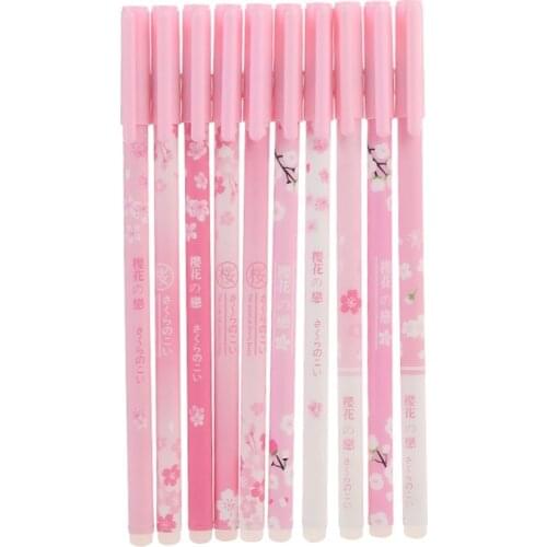 20 Pcs Sakura Erasable Pen 0.5mm Creative Student Gel Pen Novelty Stationery Cute Pens Blue Signature Pen Kawaii School Supplies