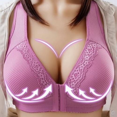 Sexy Plus Size Push Up Bra Front Buckle Cotton Bra Wire Free Plus Size Underwear Widened Shoulder Straps Brasieres Comfort