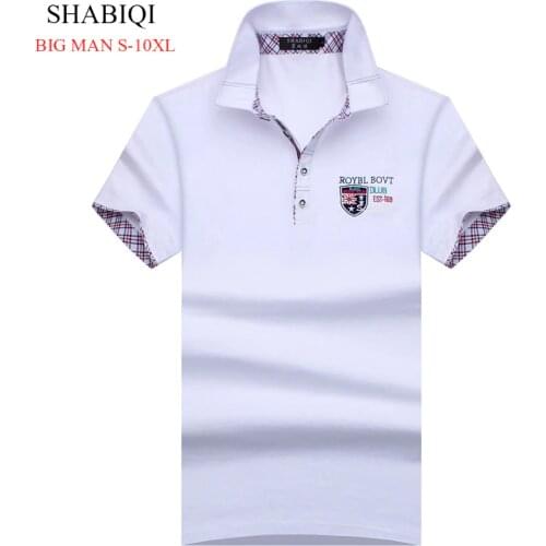SHABIQI 2019 Summer England style Men Polo Shirt Short Sleeve Polos Shirt Mens Solid Shirt 95% Cotton Plus Size S-10XL