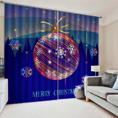 Lychee Merry Christmas Blackout Curtain For Window Treatment Printed Shade Curtains for Living Room Bedroom Window Curtain Drape