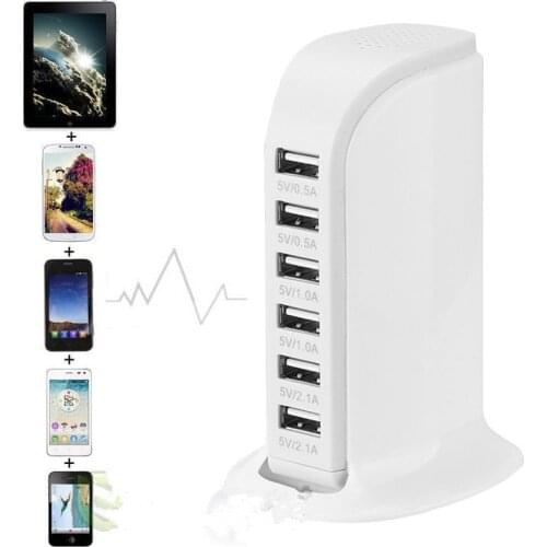 Universal 6 USB Port Charging Station Desktop Travel Charger Hub 30W For Multi USB Phone Wall Home EU US Plug