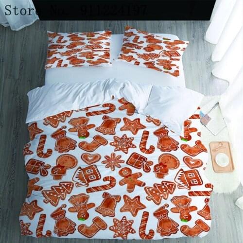 High Quality Bed Linen Cartoon Bedding Set Children Quilt Cover Bedclothes Red Bed Set Home Textile Gingerbread Man Duvet Cover