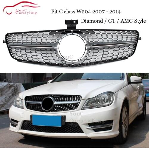 W204 Diamond Style GT AMG Grille For Mercedes Benz C Class W204 C180 C200 C300 C350 2007 - 2014 Front Grill Mesh