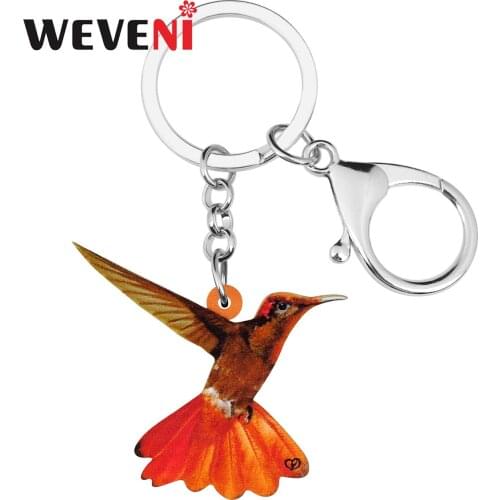 WEVENI Acrylic Orange Hummingbird Bird Keychains Keyring Cute Animal Key Chain Jewelry For Women Kid Girls Funny Gift Bag Charms