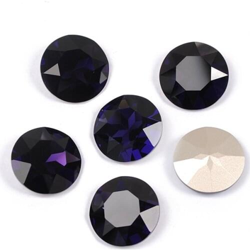 YANRUO 1201 27mm Purple Velvet Round Strass DIY Sew On Crystal Stones Point Back Glass Rhinestones For Needlework