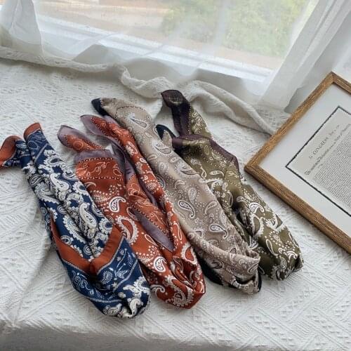 Fashion Paisley Print Kerchief Women Hair Scarf Silk Satin Headband Small Hijab Scarves Female 70cm Cute Handkerchief Bag Scarfs