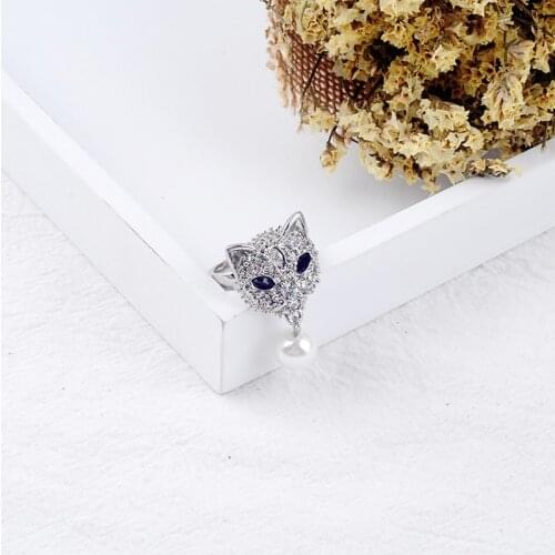 Silver Color Crystal Flower Snowflake Heart Cat Head Imitation Pearl Pendant Rings For Women Gifts Fashion Jewelry Wholesale