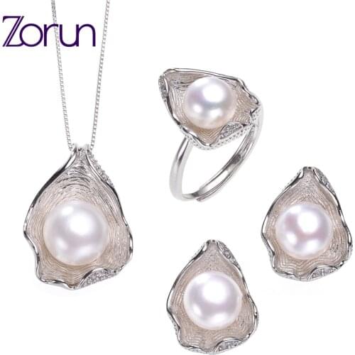Zorun Real Natural Freshwater Pearl Sets Fine Jewelry 10MM Copper with 18K Gold Filled for Women New Design Good Sale