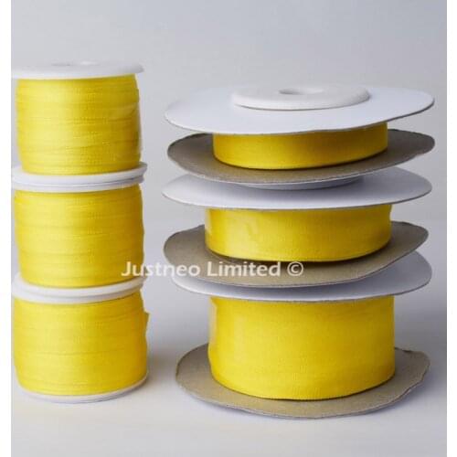 208 Deep Yellow,100% Real Pure Silk Ribbons Embroidery Handcraft Double Face Taffeta Silk Tape 2/4/7/10/13/25mm,10/30/100m pk
