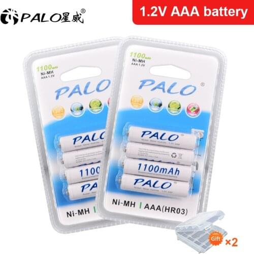 PALO 4-24 pcs AAA 1100mAh NI-MH 1.2V Rechargeable Battery AAA 3A ni mh nimh 1.2 volt Original High Capacity Current Batteries