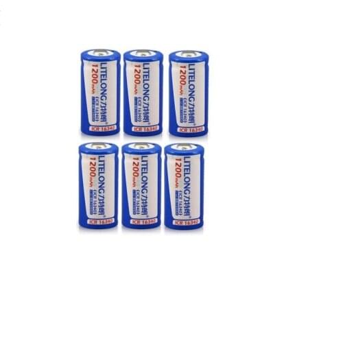 6PCS High Power 3.7V 1200mAh CR-123 16340 Rechargeable Battery Protected Lithium Ion Rechargeable Lithium Battery