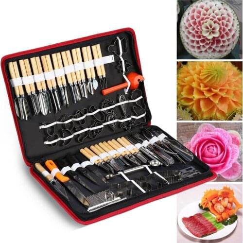 80pcs/Set Portable Vegetable Fruit Food Wood Box Engraving Peeling Carving Tools Kit Pack Hogard Culinary Carving Tool