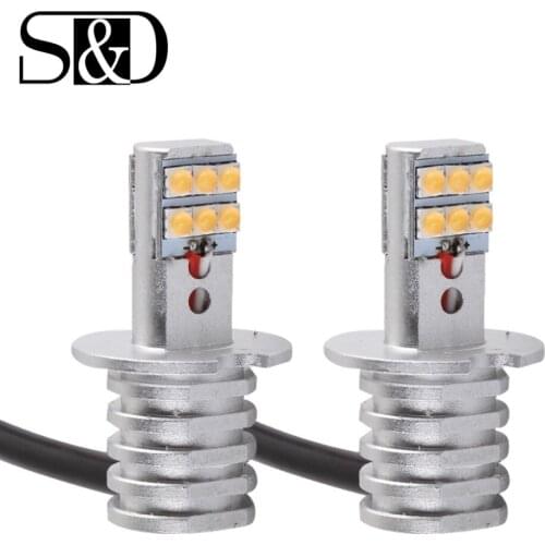 2pcs Car H3 LED Fog Lights Bulbs 12-SMD 800LM Car LED High Power Daytime Light Headlight Auto DRL Lamp 6000K 12V