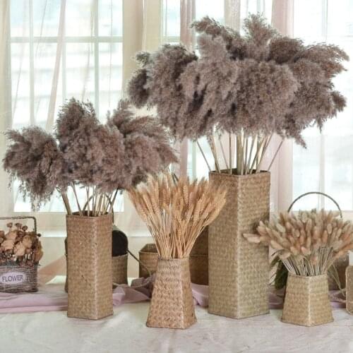 Bamboo Woven hand knitting Dried Flower Vase Straw Woven Flower Pot Decor Living Room Flower Arrangement Flower Bottle NJ72606