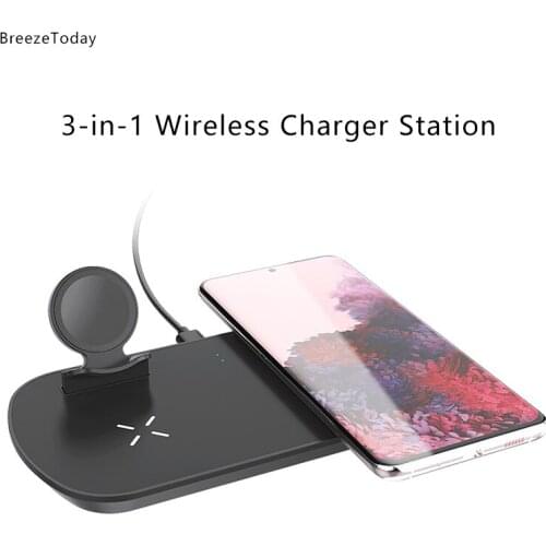 3 in 1 Wireless Charger Wireless Charging Fast Charger For Apple Watch Galaxy Watch iPhone 12 Airpods Samsung Galaxy Buds Note20