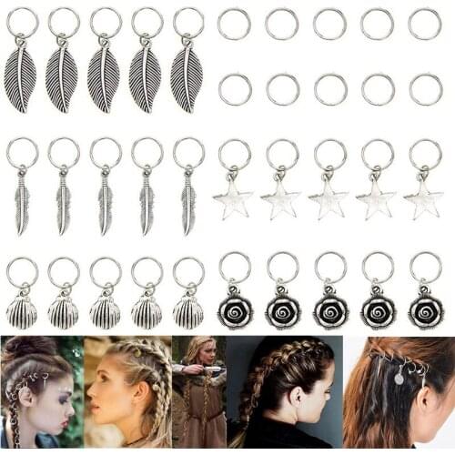 35-50 Pcs/bag Silver Metal Hair Rings Braid Dreadlocks Bead Hair Cuffs Dread Tube Charm Dreadlock Hair DIY Accessories Extension