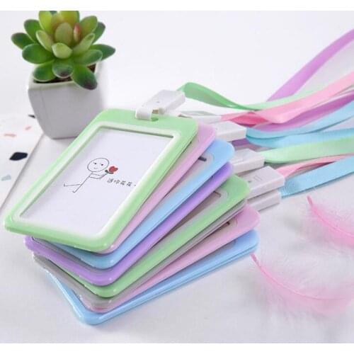 Candy Color Card Case With Lanyard Work Card Holder for Students Kids Gift school supplies id badge holder id card holder