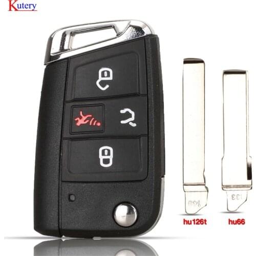 Kutery Car Key Shell case for Volkswagen Vw Golf Tiguan Atlas Remote 4 Button hu66 Hu162 Blade Key 2015-2020