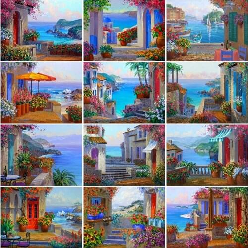 Evershine 5D DIY Diamond Painting Garden Mosaic Sale Diamond Embroidery Town Landscape Rhinestone Art Home Decorations