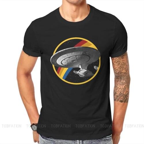 Star Trek Space Science TV Series Enterprise Rainbow Portrait Tshirt Black Men Loose T Shirt Harajuku Mens Tops Short Sleeve
