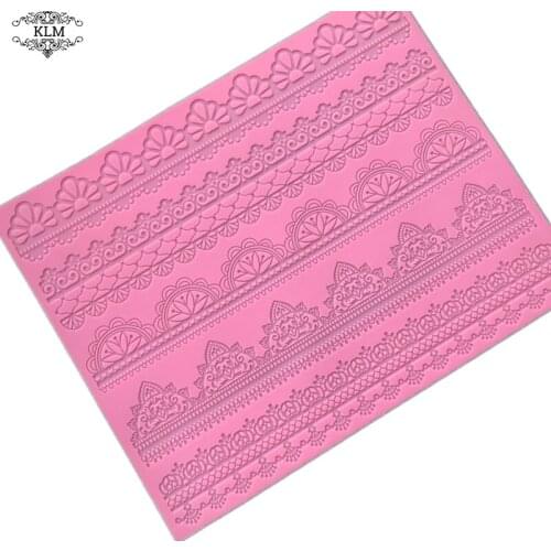 KLM lace silicone bakeable mold cake decoration sugar tools cake border silicone mold lace kitchen baking supplies