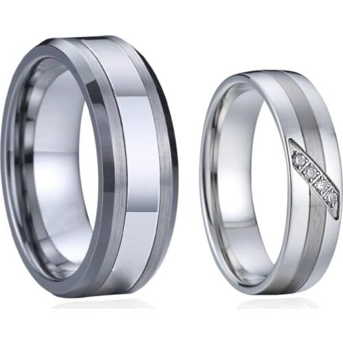 Matching Tungsten carbide Ring for men 316L Stainless Steel rings women Lovers Alliances Couple Anniversary Marriage Gift