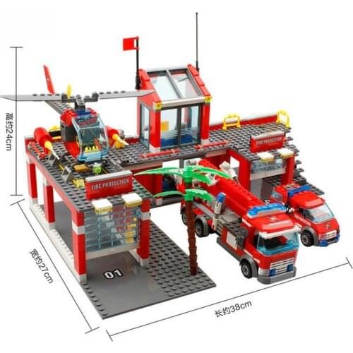 Fire Polic Station Model Blocks Compatible LegoINGlys City Building Blocks Plastic DIY Bricks Educational Toys For Children Gift