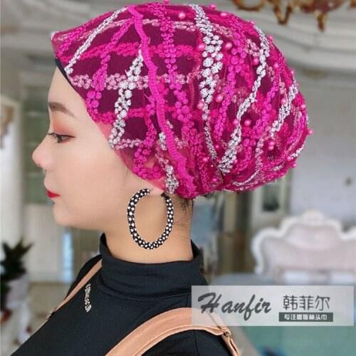 Luxury Easy To Wear Arabic Dubai Muslim Lace Turban Hijab Caps